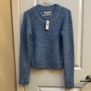 LOFT Soft Sparkly Blue Crew Neck Sweater